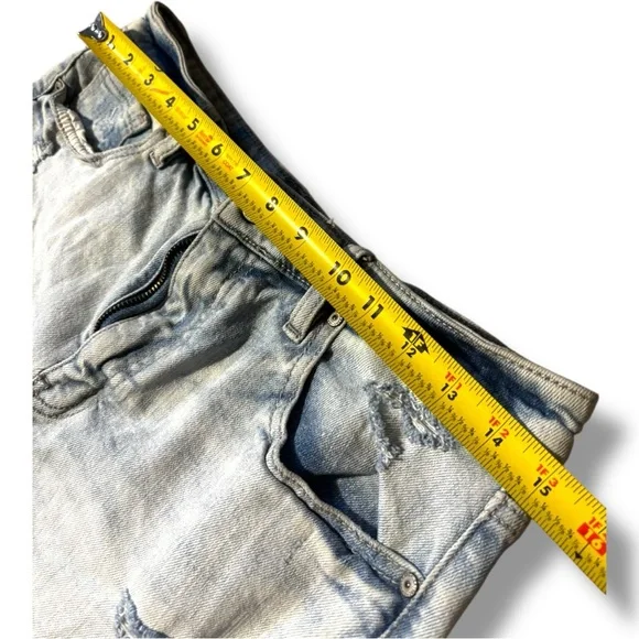 Eunina Light Blue Distressed Frayed Hem Micro Mini Jean Shorts - Picture 10 of 11